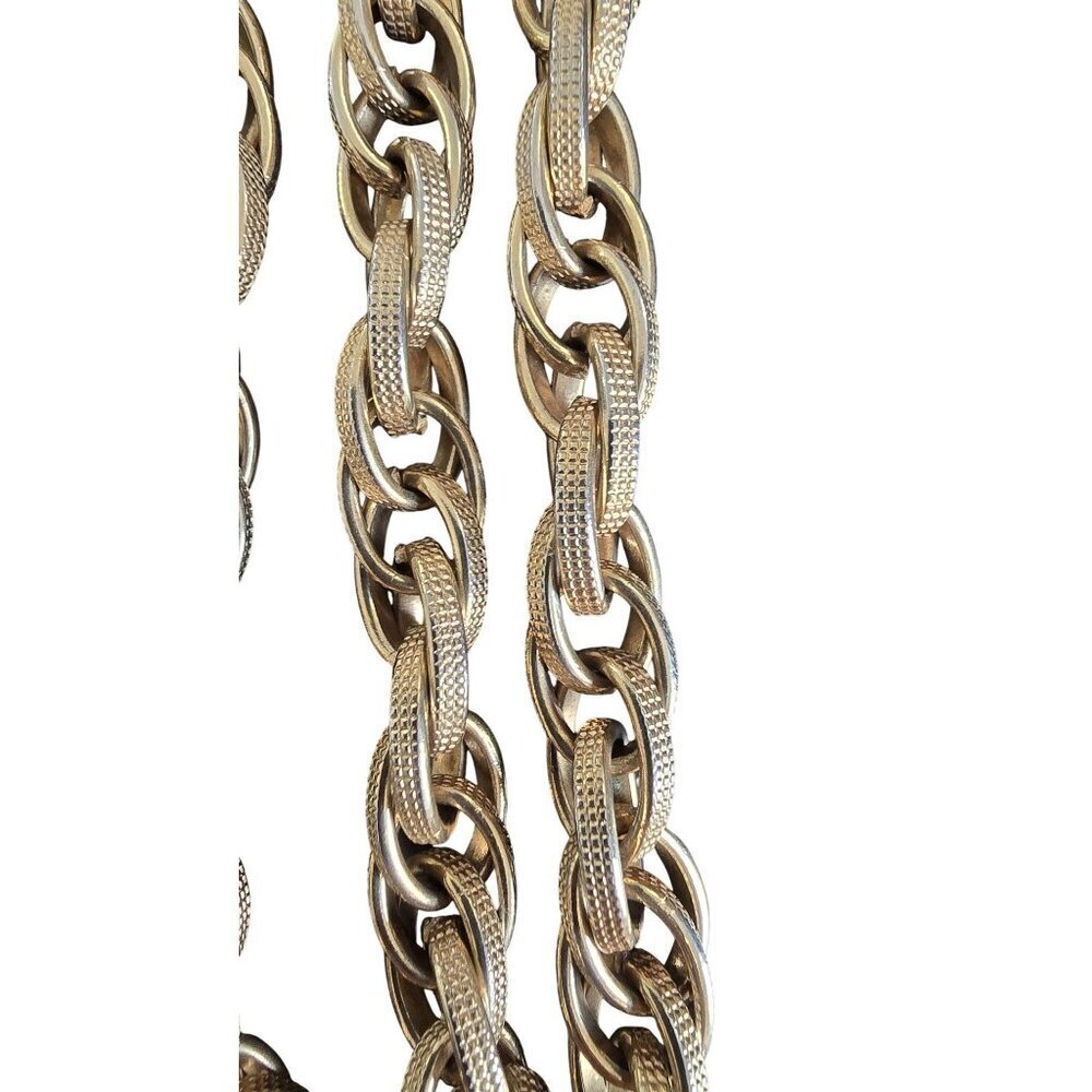 Vintage Donald Stannard RARE Gold-Toned 36"L Necklace 150.1g With Textured Links - Picture 8 of 8
